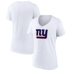 New York Giants Women's Primary Team Logo V-Neck T-Shirt White - NFL
