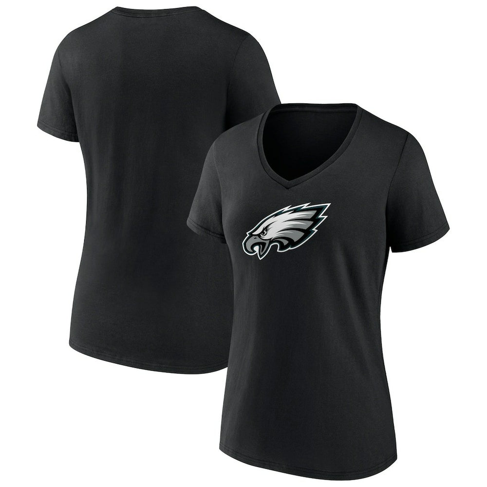 Philadelphia Eagles Women's Primary Team Logo V-Neck T-Shirt Black - NFL