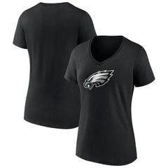 Philadelphia Eagles Women's Primary Team Logo V-Neck T-Shirt Black - NFL