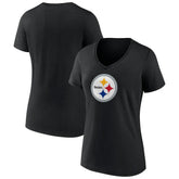 Pittsburgh Steelers Women's Primary Team Logo V-Neck T-Shirt Black - NFL
