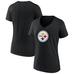 Pittsburgh Steelers Women's Primary Team Logo V-Neck T-Shirt Black - NFL