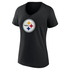 Pittsburgh Steelers Women's Primary Team Logo V-Neck T-Shirt Black - NFL