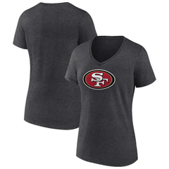 San Francisco 49ers Women's Primary Team Logo V-Neck T-Shirt Charcoal - NFL