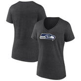 Seattle Seahawks Women's Primary Team Logo V-Neck T-Shirt Charcoal - NFL