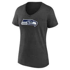 Seattle Seahawks Women's Primary Team Logo V-Neck T-Shirt Charcoal - NFL