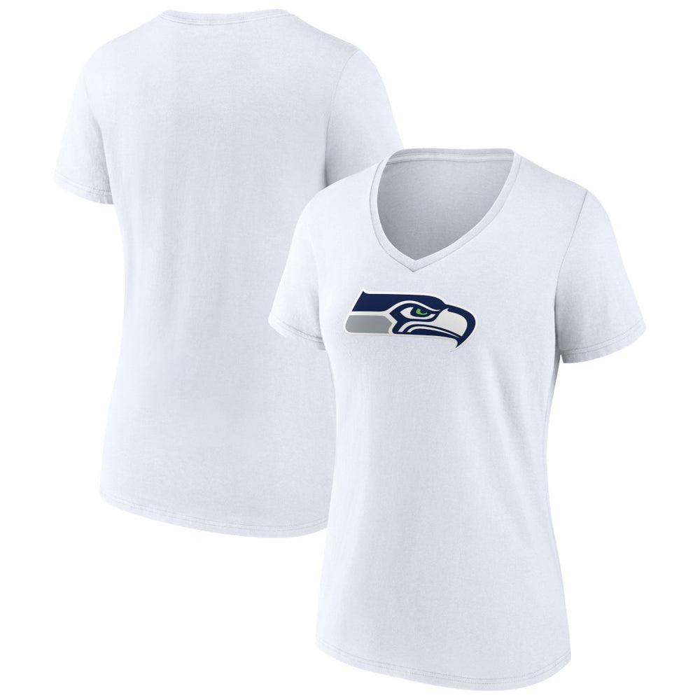 Seattle Seahawks Women's Primary Team Logo V-Neck T-Shirt White - NFL