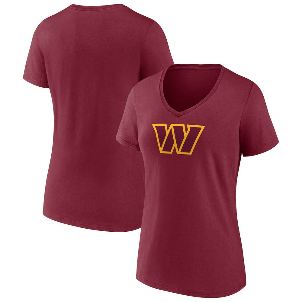 Washington Commanders Women's Primary Team Logo V-Neck T-Shirt Burgundy - NFL