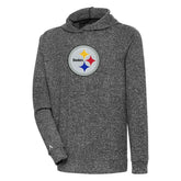 Pittsburgh Steelers Antigua Absolute Chenille Pullover Hoodie Heathered Black - NFL