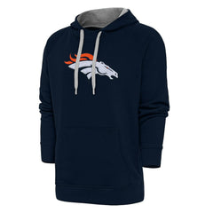 Denver Broncos Antigua Victory Chenille Pullover Hoodie Navy - NFL