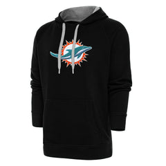 Miami Dolphins Antigua Victory Chenille Pullover Hoodie Black - NFL