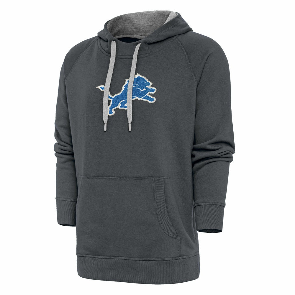 Detroit Lions Antigua Victory Chenille Pullover Hoodie Charcoal - NFL