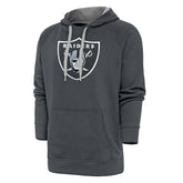 Las Vegas Raiders Antigua Victory Chenille Pullover Hoodie Charcoal - NFL
