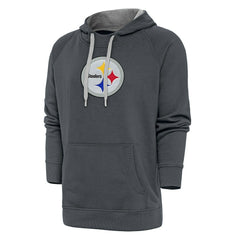 Pittsburgh Steelers Antigua Victory Chenille Pullover Hoodie Charcoal - NFL