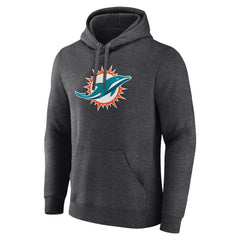 Miami Dolphins Primary Team Logo Fitted Pullover Hoodie Charcoal - NFL