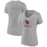 Arizona Cardinals Women's Logo Team Lockup V-Neck T-Shirt Gray - NFL