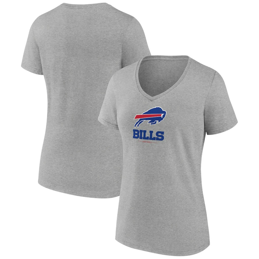Buffalo Bills Women's Logo Team Lockup V-Neck T-Shirt Gray - NFL
