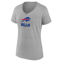 Buffalo Bills Women's Logo Team Lockup V-Neck T-Shirt Gray - NFL