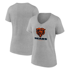 Chicago Bears Women's Logo Team Lockup V-Neck T-Shirt Gray - NFL