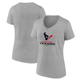 Houston Texans Women's Logo Team Lockup V-Neck T-Shirt Gray - NFL