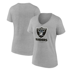 Las Vegas Raiders Women's Logo Team Lockup V-Neck T-Shirt Gray - NFL