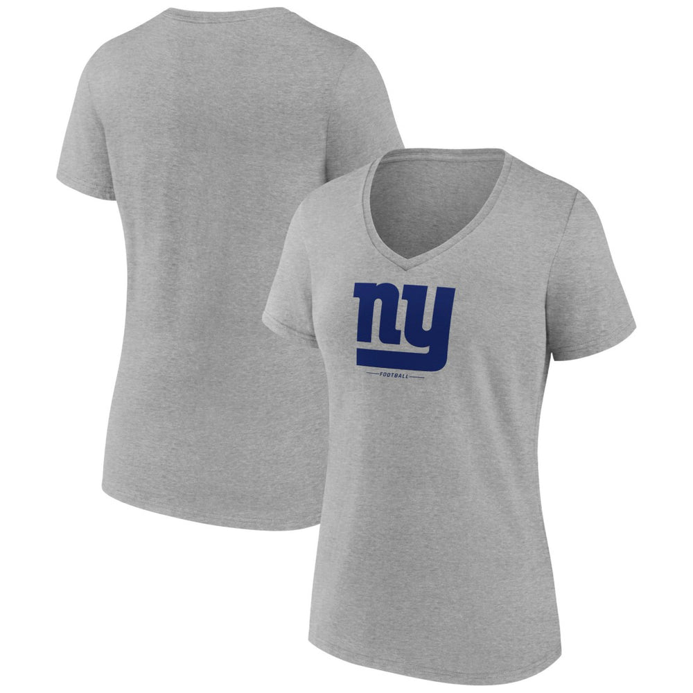 New York Giants Women's Logo Team Lockup V-Neck T-Shirt Gray - NFL