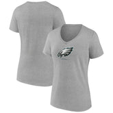 Philadelphia Eagles Women's Logo Team Lockup V-Neck T-Shirt Gray - NFL