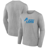 Detroit Lions Logo Team Lockup Long Sleeve T-Shirt Gray - NFL