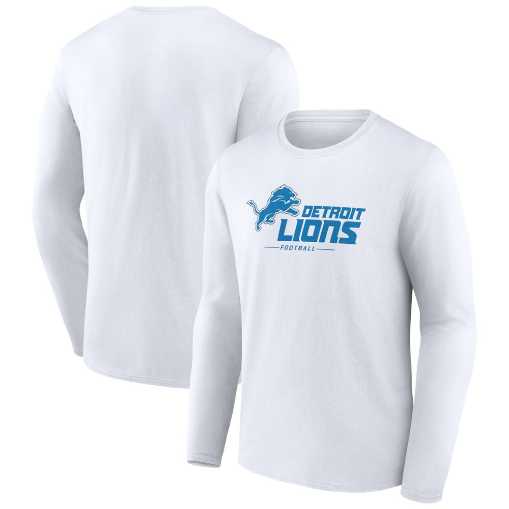 Detroit Lions Logo Team Lockup Long Sleeve T-Shirt White - NFL