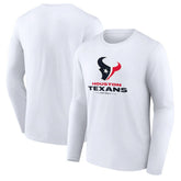 Houston Texans Logo Team Lockup Long Sleeve T-Shirt White - NFL