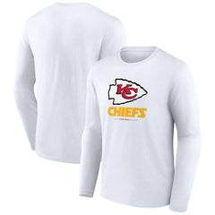 Kansas City Chiefs Logo Team Lockup Long Sleeve T-Shirt White - NFL