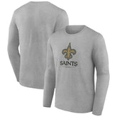 New Orleans Saints Logo Team Lockup Long Sleeve T-Shirt Gray - NFL