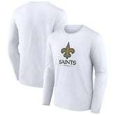 New Orleans Saints Logo Team Lockup Long Sleeve T-Shirt White - NFL