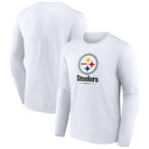 Pittsburgh Steelers Logo Team Lockup Long Sleeve T-Shirt White - NFL