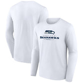 Seattle Seahawks Logo Team Lockup Long Sleeve T-Shirt White - NFL
