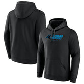 Carolina Panthers Logo Team Lockup Fitted Pullover Hoodie Black - NFL