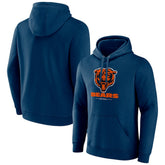 Chicago Bears Logo Team Lockup Fitted Pullover Hoodie Navy - NFL