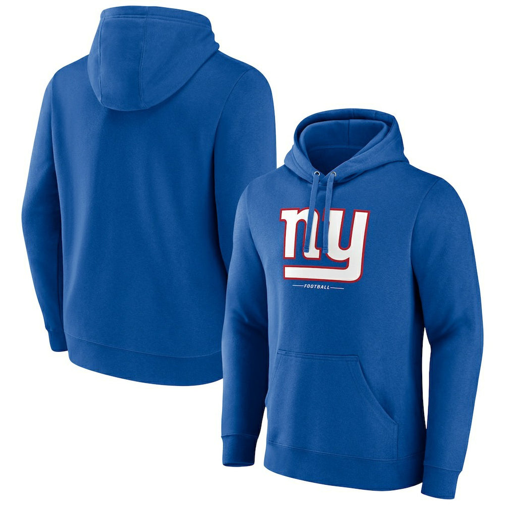New York Giants Logo Team Lockup Fitted Pullover Hoodie Royal - NFL