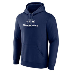 Seattle Seahawks Logo Team Lockup Fitted Pullover Hoodie Navy - NFL