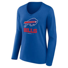 Buffalo Bills Women's Logo Team Lockup Long Sleeve V-Neck T-Shirt Royal - NFL