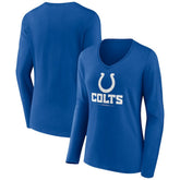 Indianapolis Colts Women's Logo Team Lockup Long Sleeve V-Neck T-Shirt Royal - NFL