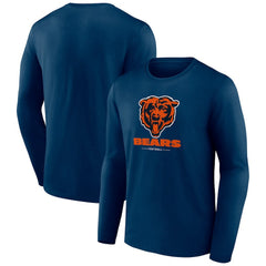 Chicago Bears Logo Team Lockup Long Sleeve T-Shirt Navy - NFL