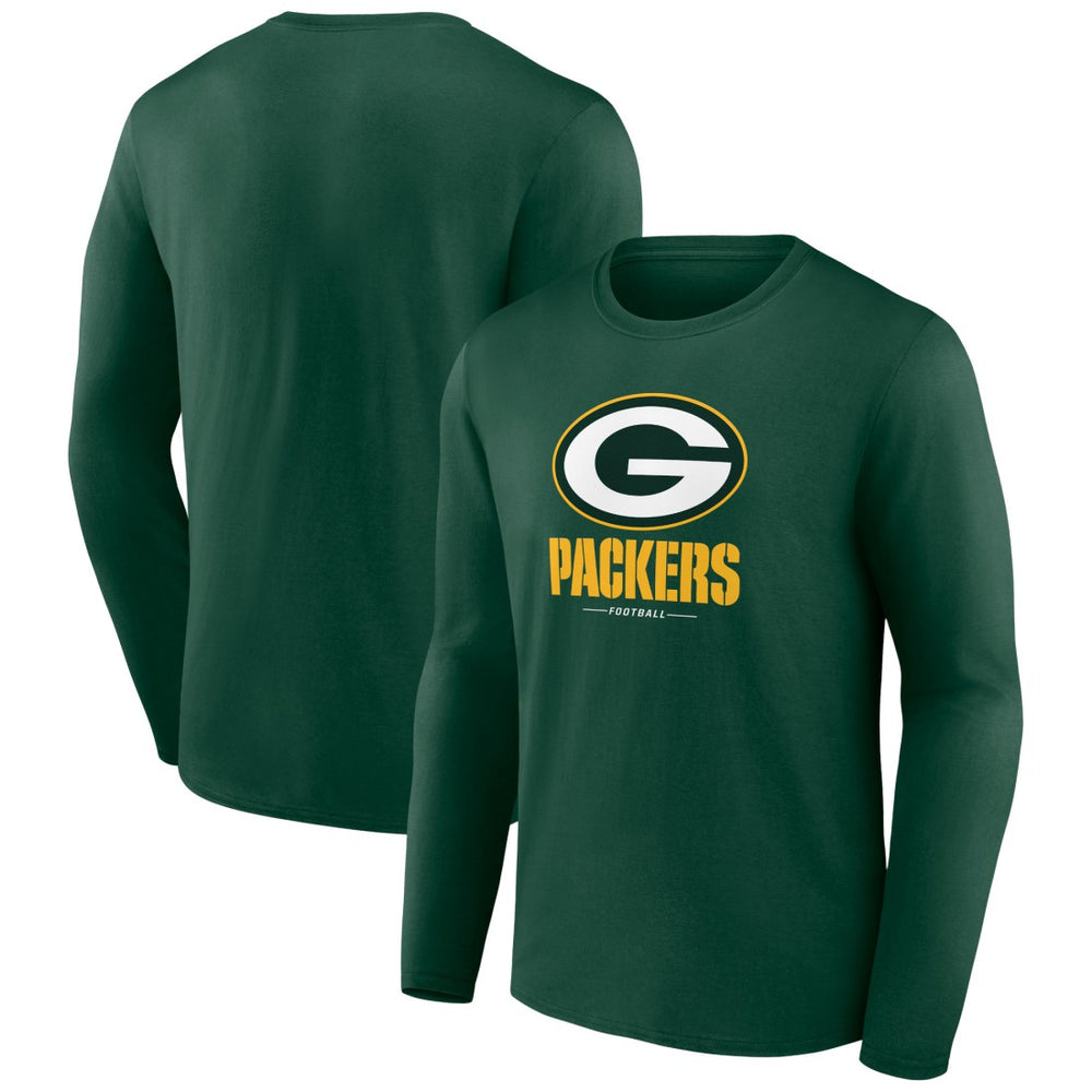 Green Bay Packers Logo Team Lockup Long Sleeve T-Shirt Green - NFL