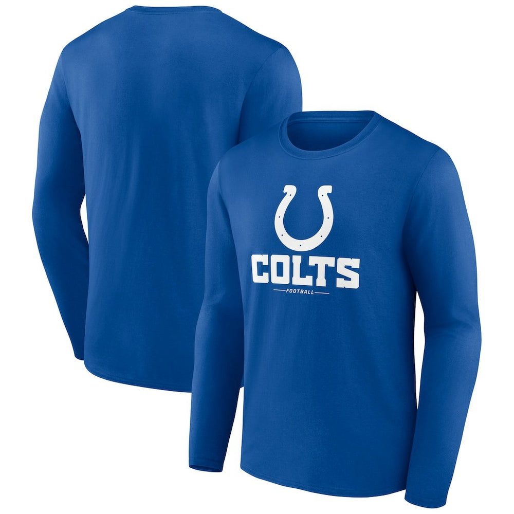 Indianapolis Colts Logo Team Lockup Long Sleeve T-Shirt Royal - NFL