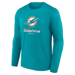 Miami Dolphins Logo Team Lockup Long Sleeve T-Shirt Aqua - NFL