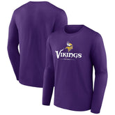 Minnesota Vikings Logo Team Lockup Long Sleeve T-Shirt Purple - NFL