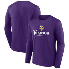Minnesota Vikings Logo Team Lockup Long Sleeve T-Shirt Purple - NFL