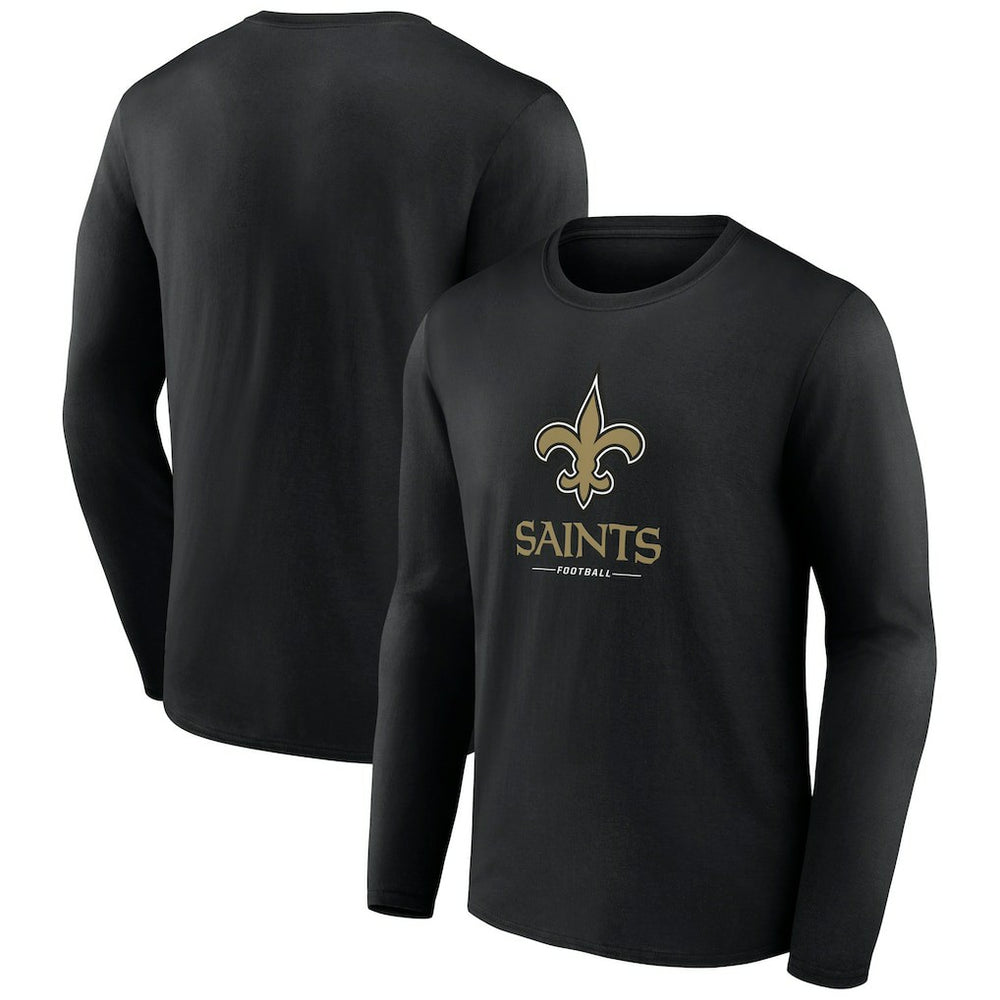New Orleans Saints Logo Team Lockup Long Sleeve T-Shirt Black - NFL