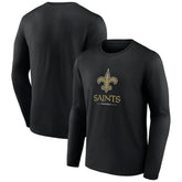 New Orleans Saints Logo Team Lockup Long Sleeve T-Shirt Black - NFL
