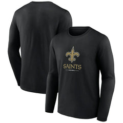 New Orleans Saints Logo Team Lockup Long Sleeve T-Shirt Black - NFL