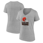 Cleveland Browns Women's Logo Team Lockup V-Neck T-Shirt Gray - NFL
